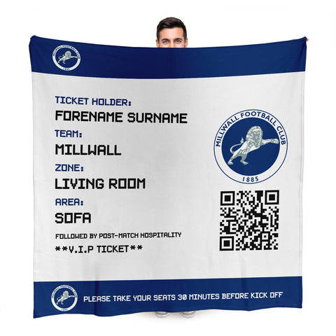 Millwall Personalised Fleece Blanket (Fans Ticket Design)