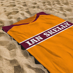 Motherwell Retro 1987 Home Shirt - Personalised Lightweight, Microfibre Retro Beach Towel - 150cm x 75cm