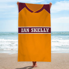 Motherwell Retro 1987 Home Shirt - Personalised Lightweight, Microfibre Retro Beach Towel - 150cm x 75cm
