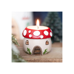 Mushroom House Resin Tealight Holder