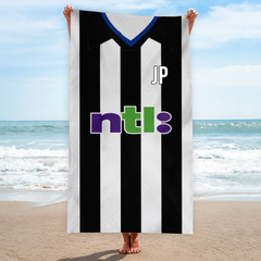 Newcastle - 2001- Home Shirt - Personalised Retro Lightweight, Microfibre Beach Towel - 150cm x 75cm