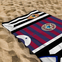 Newcastle Three Shirt Design - Personalised Lightweight, Microfibre Retro Beach Towel - 150cm x 75cm