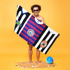 Newcastle Three Shirt Design - Personalised Lightweight, Microfibre Retro Beach Towel - 150cm x 75cm