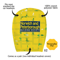 Norwich 1994 Home - Retro Football Shirt - Pack of 2 - Car Seat Headrest Covers
