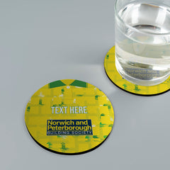 Norwich 1994 Home Shirt - Personalised Drink Coaster - Square Or Circle