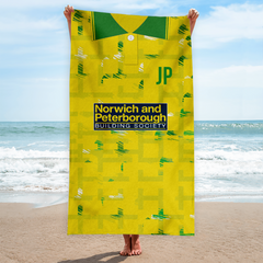 Norwich - 1994 - Home  Shirt - Personalised Retro Lightweight, Microfibre Beach Towel - 150cm x 75cm