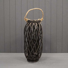 50cm Black Wicker Lantern
