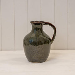 Green Ceramic Short Vase with Handle