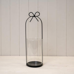 Large Black Metal Candle Holder with Bow