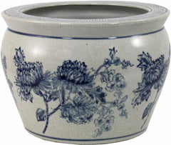 Ceramic Planter Vintage Blue & White Magnolia Design