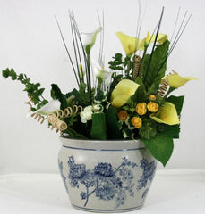 Ceramic Planter Vintage Blue & White Magnolia Design