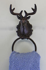 Stag Head Cast Iron Rustic Towel Ring