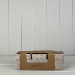 Earthy Oatmeal Chaff Trio Pots with Tray