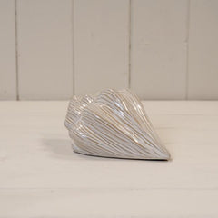 Glazed Ceramic Shell Ornament with Textured Detail