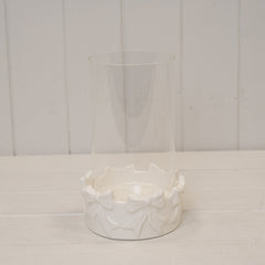 Round Bow Candle Holder with Glass Insert.