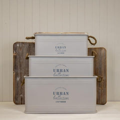Set of Three Cream Urban Rectangular Storage Containers