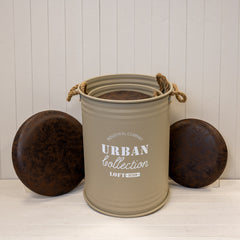 Set of Three Light Brown Urban Round Storage Containers