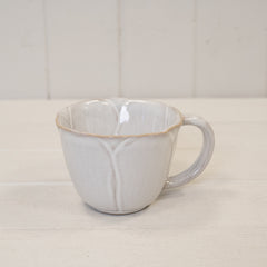 Natural Ceramic Cup with Flower Detail