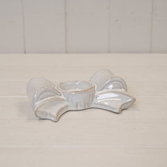 Natural Ceramic Bow Candle Holder