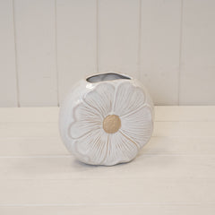 Natural Ceramic Vase with Flower Design