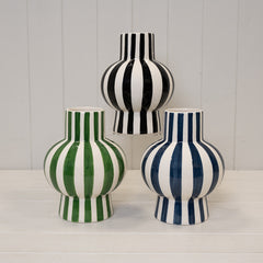 Black and White Striped Round Vase