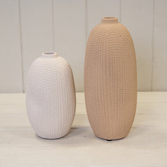 Tall Tan Texured Stone Vase