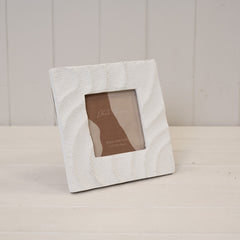 Fresh White Sandy Textured Square Photo Frame