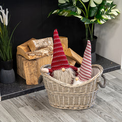 Oval Log Basket with Rope Handles