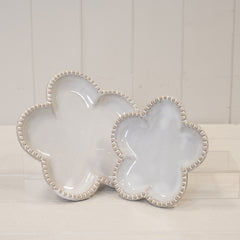 Natural Ceramic Flower Shaped Plate with Bobble Rim