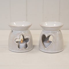Natural Ceramic Oil Burner With Cut Out Heart Detail