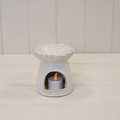 Natural Ceramic Oil Burner with Flower Design