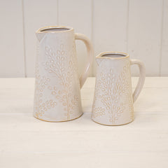 Large Ceramic Natural Jug with Olive Branch Design