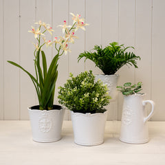 White Ceramic Jug Fleur De Lis
