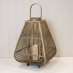 Large Bamboo Lantern with LED Candle