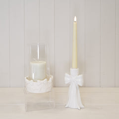 Round Bow Candle Holder with Glass Insert.