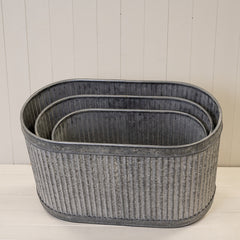 Set/3 ribbed oval pot
