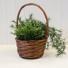 Round Brown Willow Basket with overhandle
