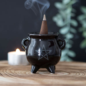 Pentagram Cauldron Ceramic Incense Holder