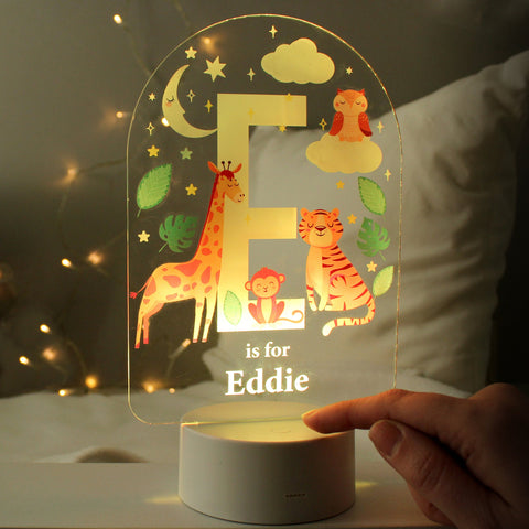 Personalised Animal Alphabet LED Colour Changing Night Light