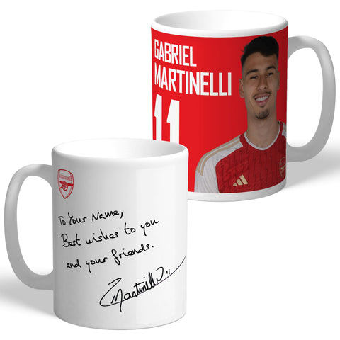 Personalised Arsenal FC Martinelli Autograph Mug