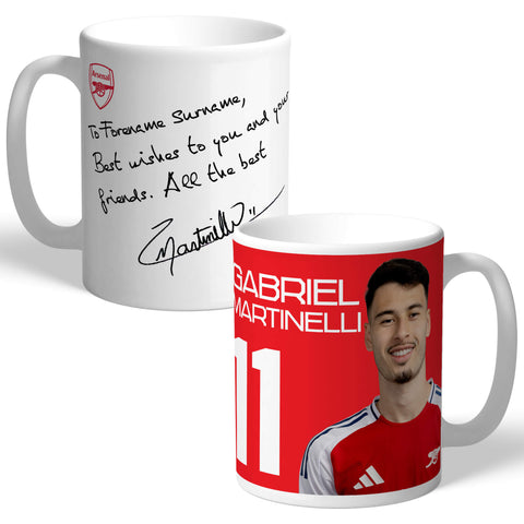 Personalised Arsenal FC Martinelli Autograph Mug