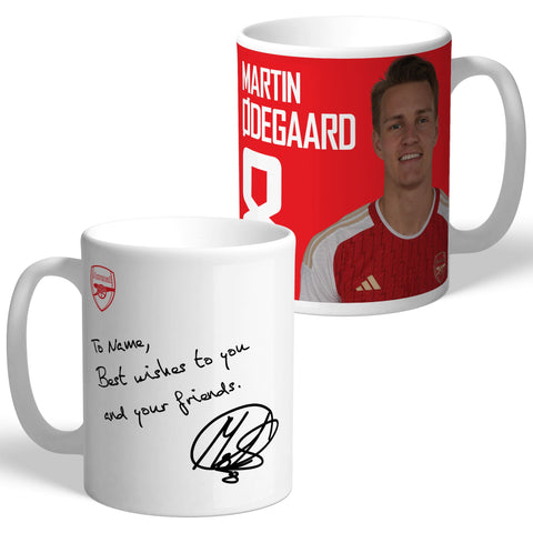 Personalised Arsenal FC Odegaard Autograph Mug