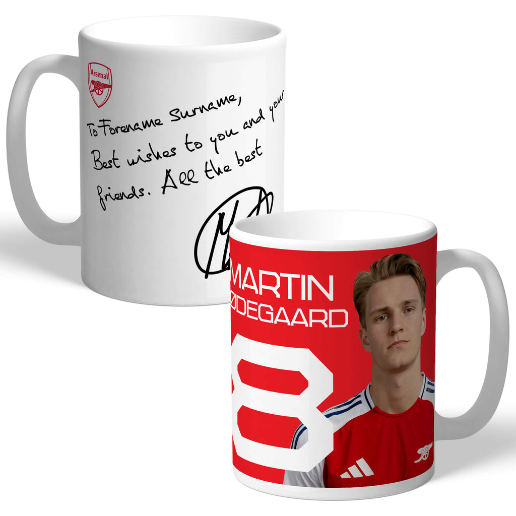 Personalised Arsenal FC Odegaard Autograph Mug