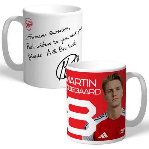 Personalised Arsenal FC Odegaard Autograph Mug