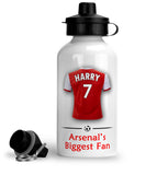 Personalised Arsenal Sports Water Bottle Aluminium With Carabiner 400ml