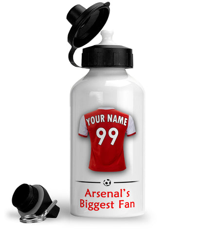 Personalised Arsenal Sports Water Bottle Aluminium With Carabiner 400ml