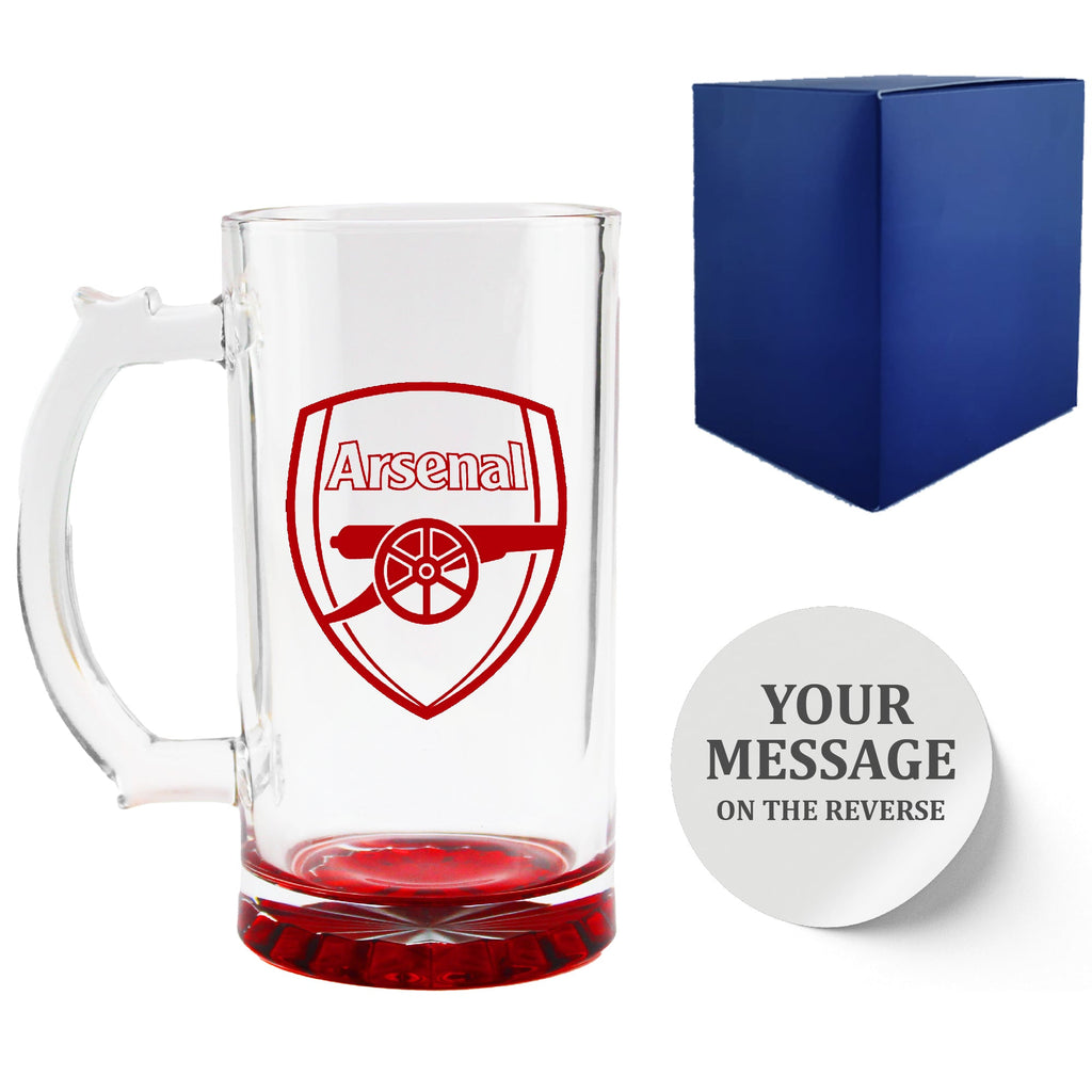 Personalised Arsenal Tankard Glass With Gift Box