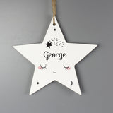 Personalised Baby Moon Wooden Star Decoration