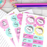 Personalised Baby Unicorn Sticker Set