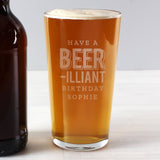 Personalised Beer-Illiant Birthday Pint Glass